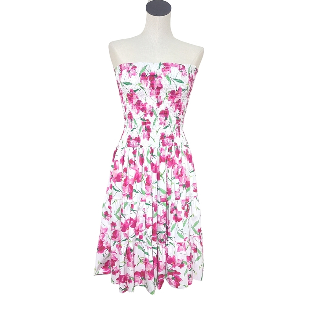 Misa Convertible Lola Floral Strapless Smocked Skirt Dress Medium